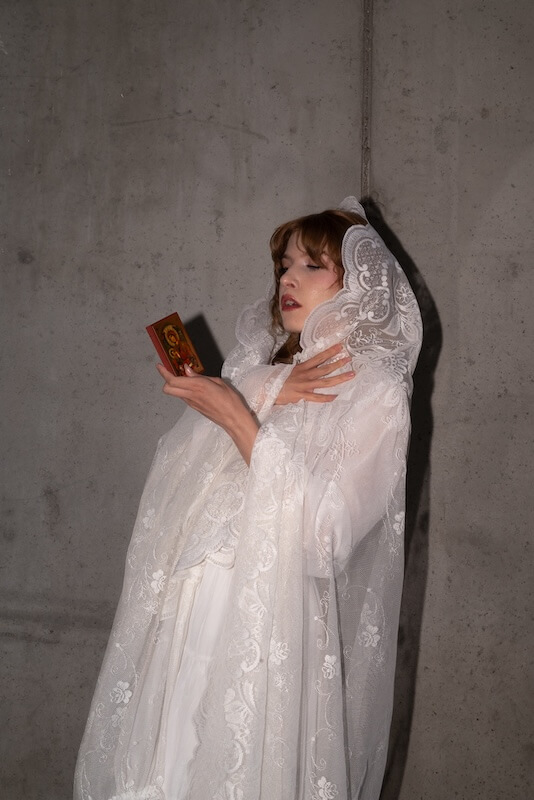 flash photo shoot brutalist slavic clothing religious imaginery