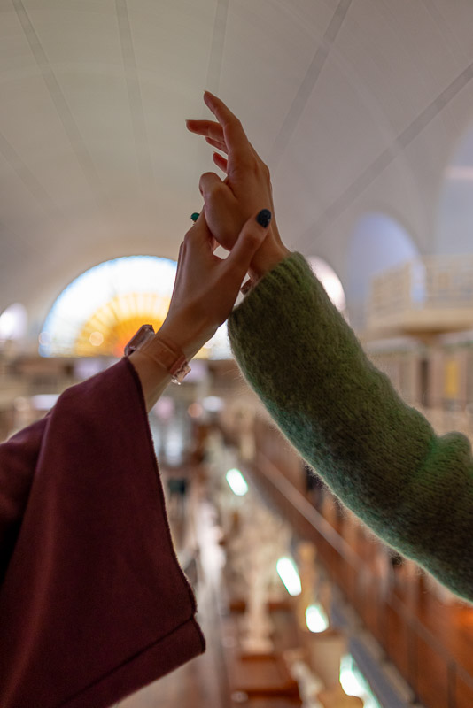 hands holding in La Piscine Museum, Roubaix, near Lille
